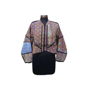 เสื้อแจ็คเก็ตกุดารีทำมือสำหรับผู้หญิง ผ้าฝ้ายหนานุ่มสไตล์อินเดีย หลากสี วินเทจ ผ้าฝ้ายคันธาแท้ 100% ลายชนเผ่า - Product Image 2