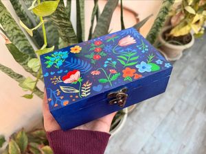 Traditional Indian Hand Painted <b>Wooden</b> Box Ethnic Decorative Jewelry Storage Gift Box Handmade Artisan Craft - Product Image 5