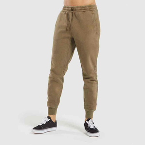 Pantalon de survêtement décontracté épais en tissu toile, coupe droite, avec logo personnalisable, en molleton de coton anti-plis et taille élastique - Product Image 1