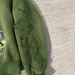 Men's 100% Cotton 600grams <b>Fleece</b> Eco-Friendly Winter Heavy Weight Hoodies <b>Thick</b> Tie-dye Logo Puff Printed Regular Fit ODM - Product Image 3