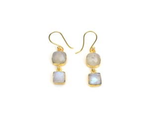 Pendientes de Aro con Múltiples Piedras Preciosas, Latón con Baño de Oro, Formas Mixtas - Product Image 5