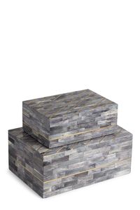 Luxury Iridescent Shell Inlay Rectangular <b>Box</b> Set of Modern Mosaic Mother of Pearl Nested Storage Boxes for <b>Vanity</b> - Product Image 3