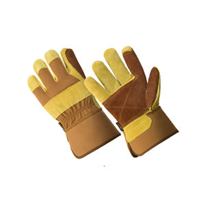 Gants de sécurité industriels et de construction en cuir de vachette pleine fleur, paume simple, personnalisés OEM, anti-boulochage, compatibles écran tactile, résistants aux aiguilles - Product Image 1