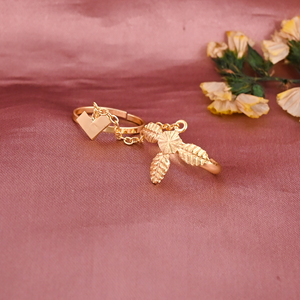 Anillo Doble Elegante de Latón Chapado en Oro con Diseño de Hoja para Mujer, Regalo de Boda o Compromiso, Lote al por Mayor de 25 Pares - Product Image 2