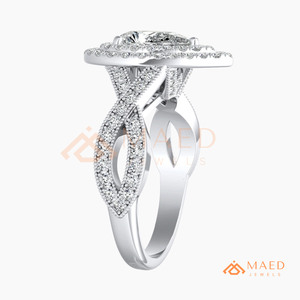 Pear Cut Moissanite Double Halo Engagement <b>Ring</b> 925 Silver <b>Split</b> Shank Pave Band Wedding <b>Ring</b> Diamond Look Jewelry - Product Image 6