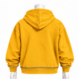 Sweat-shirt à capuche Gold Bouquet Flowers avec broderie florale colorée, poche kangourou, coupe oversize, style décontracté et streetwear - Product Image 2
