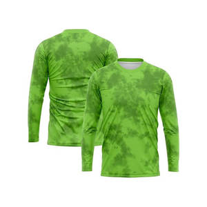 Camiseta de Manga Larga para Hombre, Cuello Redondo, Azul y Negro, Diseño Tie Dye, Tejido Transpirable, Satinado, Casual, Corte Ajustado, Largo Regular - Product Image 3