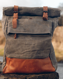 Mochila de Lona y Cuero Genuino, con Cierre, Impermeable, para Viajes y Portátil, Venta al Por Mayor, Directo de Fábrica, LCB-0008 - Product Image 5