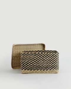 Medium <b>rectangular</b> seashell <b>basket</b> with lid Handmade <b>Storage</b> <b>Basket</b> Wholesale eco-friendly Made in Viet Nam - Product Image 4