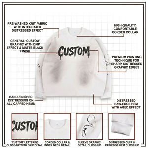 Sudadera Personalizada Unisex de Manga Larga con Cuello Redondo, Estilo Waffle, Corte Holgado, Diseño con Letras Impresas, para Todas las Temporadas - Product Image 6