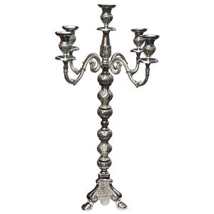 Candelabro Barroco Elegante de 5 Brazos, Grabado a Mano, Niquelado, Venta Directa de Fábrica, Nuevo Diseño, Portavelas Hecho a Mano - Product Image 1