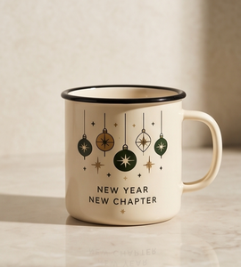 High Quality Custom Branding Enamel Coffee <b>Mug</b> Festive Season Series Iron Metal Cup Featuring Ornamental Motif and Typography - Product Image 3