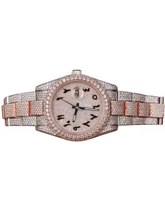 นาฬิกาควอตซ์สแตนเลสสตีลหรูหราประดับเพชรแบบ Iced Out สำหรับทุกเพศ สีโรสโกลด์/สีเงิน ตัวเรือนทรงสี่เหลี่ยมประดับเพชร VVS มอยส์ซาไนต์ หน้าปัด 40 มม. พร้อมฟังก์ชั่นวันที่อัตโนมัติ - Product Image 1
