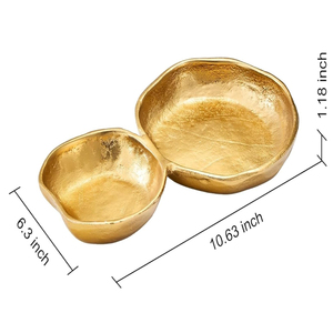 2 Cluster Decorative Bowls Bright Gold <b>Snack</b> <b>Tray</b> Bowl Chip & Dip Serving Piece Strong Brass Centerpiece - Product Image 4