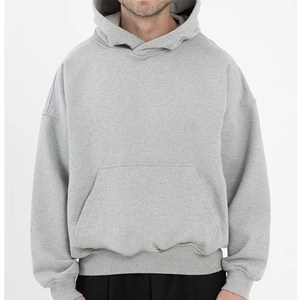 QIANSHI Sweat à capuche unisexe en molleton bouclette 100 % coton de haute qualité, coupe oversize, personnalisable, 400 g/m², style streetwear pour homme - Product Image 3