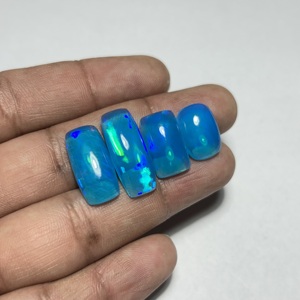 Hasnain <b>Gems</b> Ethiopian Opal Pryba Color Blue Natural Cushion Cut Gemstone Multi Flash Cabochon Loose <b>Stone</b> Custom Jewelry Making - Product Image 2