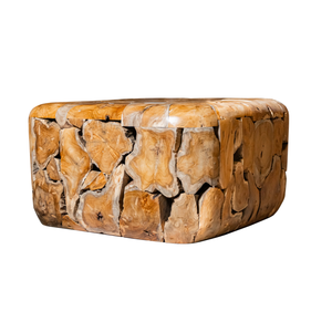 Mesa de Centro ARTERRA Premium Hecha a Mano con Cubos de Raíz de Teca Rústica, Diseño Cuadrado con Textura de Madera Natural, Muebles para Sala de Estar - Product Image 2