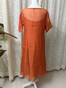Vestido Midi Naranja Dulce con Estampado Digital Tejido Natural para Mujer, Manga Media, Verano, Casual, Servicio OEM - Product Image 5