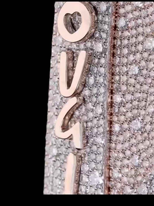 Pendentif Cœur en Moissanite, Collier Statement en Or Rose Sertie de Pierres, Bijoux Hip Hop, Cadeau de Luxe pour Femme - Product Image 6