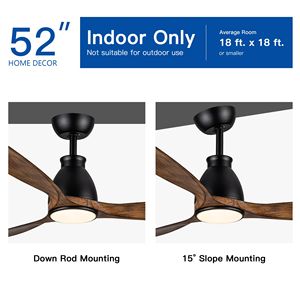 Ventilatore da Soffitto LED Moderno da 52 Pollici con Luci, Integrazione Interno/Esterno, Stile Imitazione e Telecomando - Product Image 6