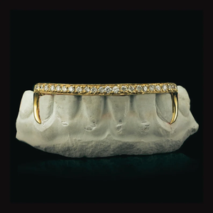 Grillz dentaire unisexe en or 18 carats avec diamants taille brillant ronde sertis en canal, style hip-hop, pour usage quotidien - Product Image 4