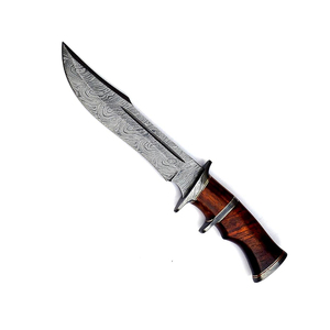 Couteau en acier Damas avec manche en bois, lame à pointe tombante, bord biseauté, épaisseur 0,7 mm, qualité DIY - Product Image 4
