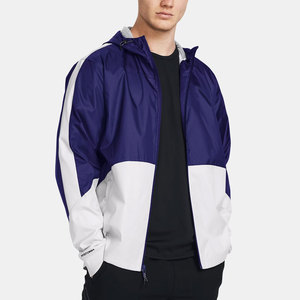 Blouson bomber coupe-vent pour homme, color-block gris et noir, fermeture éclair sur le devant, style sportif, idéal pour l'automne - Product Image 3