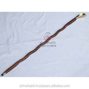 Nautical Brass Snake Head Handle Wooden Walking Stick Hiking Camping Designer Collectible Walking <b>Cane</b> for Men & Women - Product Image 3