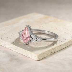 Kite Cut Pink Tourmaline <b>Ring</b> 925 Sterling Silver Natural Tourmaline Engagement <b>Ring</b> Minimalist October Birthstone - Product Image 3