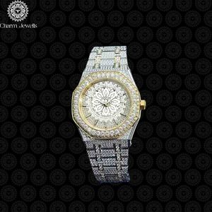 Montre de luxe pour homme Charm Jewells en acier inoxydable, cadran 40 mm, lunette sertie de diamants, mouvement mécanique analogique, résistance à l'eau 10 bars, bouton poussoir - Product Image 1
