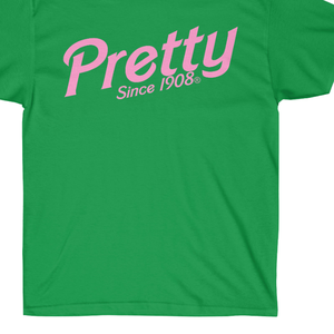 AKA Pretty Since 1908 Tee Light Pink Premium Cotton Crew Neck Short Sleeve Greek Sorority Apparel Shirt. เสื้อเชิ้ตแขนสั้นคอวีผ้าฝ้ายพรีเมี่ยมสีชมพูอ่อนของ AKA Pretty Since 1908 - Product Image 6