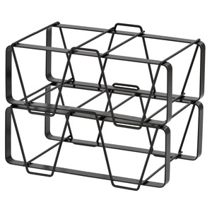 Support à vin moderne à 2 niveaux, cadre en fer noir, style empilable, étagère à vin pour 6 bouteilles, capacité de 3L, pour hôtel - Product Image 3