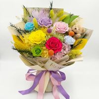Bouquet de roses éternelles faites à la main pour la fête des mères - Fleurs éternelles de forme ronde 0,5 kg Livraison rapide