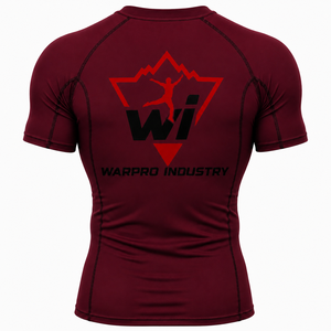Warpro Industry Men's Short Sleeve Rash Guard <b>Compression</b> <b>Shirt</b> Quick Dry Printed Sport Top Maroon - Product Image 3