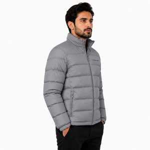 Doudoune en polyester avec logo frontal, vente en gros, doudoune rouge pour homme, col montant, fermeture éclair, coupe-vent, vêtement d'hiver décontracté - Product Image 4