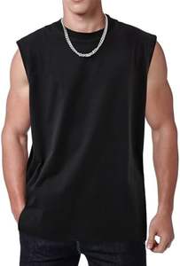 Camisetas sin mangas transpirables 100% algodón para hombre, estilo culturismo, con efecto lavado ácido, para gimnasio, running, playa, corte holgado con botones - Product Image 3