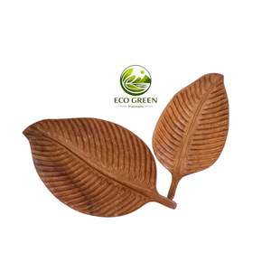 Plateau de service en bois naturel en forme de feuille, style Art Déco, avec motif floral en marbre et fonction de changement de couleur, pour le thé, les collations, la décoration et la vaisselle de table. - Product Image 4