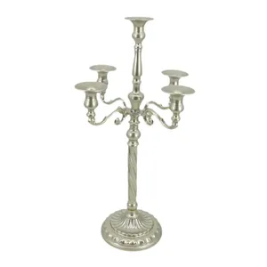 Elegant <b>Tall</b> Silver Plated 5-Arm Candelabra Mid-Century Twist Arm Design For <b>Table</b> Centerpiece Convertible Candlestick Holder - Product Image 6