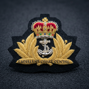 Custom Embroidered RNO Cap Badge With Anchor And Laurel Wreath <b>Sew</b>-On Fabric Patch For Uniform Garment - Product Image 2