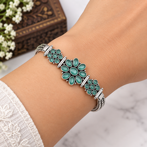 <b>Direct</b> Factory ARTS JEWELS OZ-24 Oxidized Silver Brass Monalisa Flower <b>Beaded</b> Bracelet Vintage Party Handmade Boho Jewelry for - Product Image 2