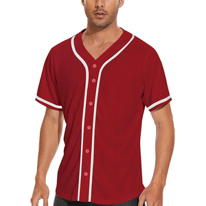 Maillots de baseball bordeaux vierges avec passepoil blanc et boutons intégraux pour équipes scolaires et cadeaux d'entreprise – Vente en gros - Product Image 3