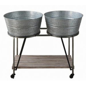 Pot de fleurs en métal galvanisé avec support, style industriel, pour intérieur/extérieur, décoration de jardin, pot à fleurs en fer pour la décoration de la maison - Product Image 3