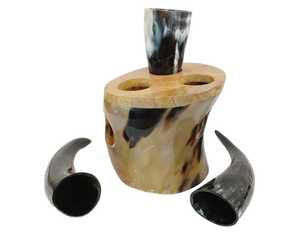 Support de vaisselle Viking en corne naturelle fait main, agate polie, écologique, décoration de Noël sur le thème des animaux - Product Image 4