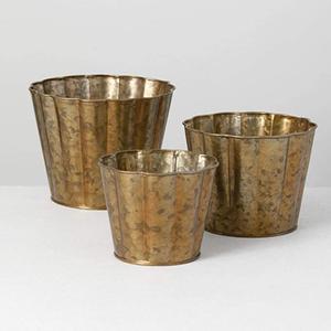 Juego de 3 Macetas de Estilo Bohemio, Acabado Antiguo, Hierro Laminado, Macetas para Plantas y Flores, Decoración de Jardín, Juego de Macetas Independientes - Product Image 3