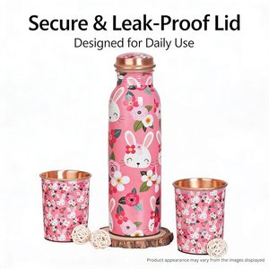 Designer Meena Art <b>Copper</b> Water <b>Bottle</b> with 2 <b>Copper</b> Tumblers BPA Free Leakproof Ayurvedic <b>Drinking</b> Water Set for Wellness - Product Image 3