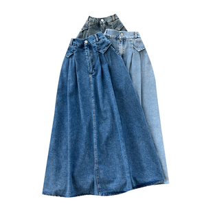 Falda Recta de Mezclilla con Parches para Mujer, Faldas Casuales de Mezclilla para Chicas, Ropa Casual al por Mayor para Mujer - Product Image 1