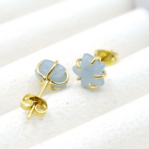 8mm Natural Aquamarine Star Prong Stud Earrings Gold Plated <b>Crystal</b> Fashion Jewelry for Women - Product Image 6