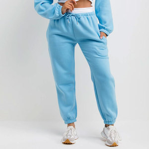 Conjunto de Sudadera Corta Azul Claro para Mujer con Pantalones Jogger a Juego, Color Sólido, Manga Larga, Informal, Transpirable, Tejido de Felpa, 100% Felpa - Product Image 5