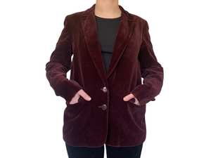 Blazer de terciopelo burdeos vintage de los años 70. Tamaño - Product Image 2