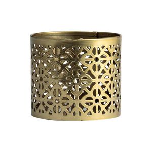Porte-bougie vintage en cuivre perforé, motif géométrique arabe, pour centre de table événementiel, support pour bougies chauffe-plat - Product Image 1